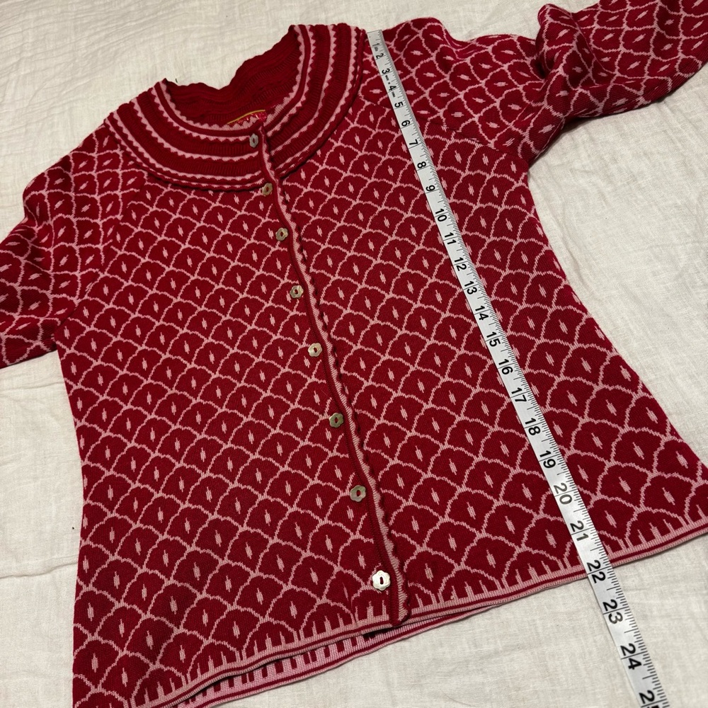 Oleana Button Down Silk and Merino Wool Knit Pink Sweater Size Small - Picture 10 of 15